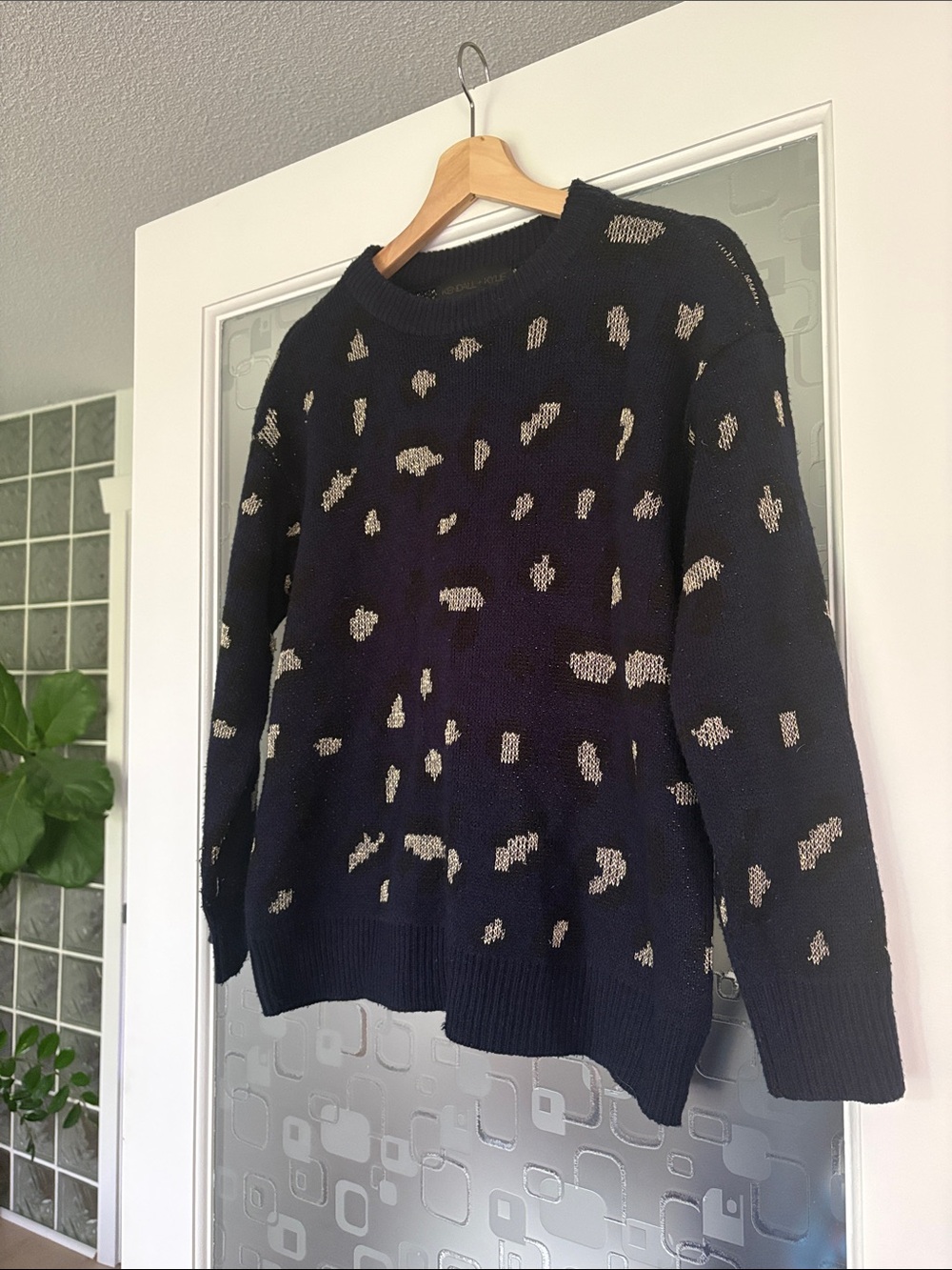 Kendall & Kylie Leopard Print Sweater with Gold Fleck Detail